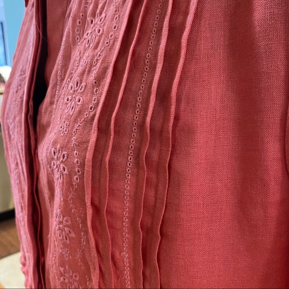 Tabi Boho Linen Shirt Tunic Women’s Size Medium Burnt Orange - Picture 5 of 10